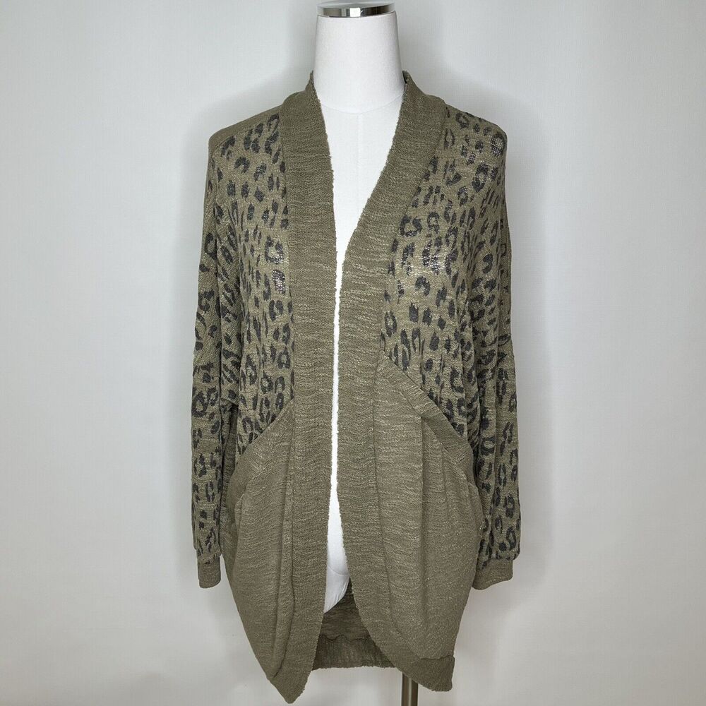 Daytrip Open Front Top Women's Small Cheetah Long Sleeve Cardigan Animal Print